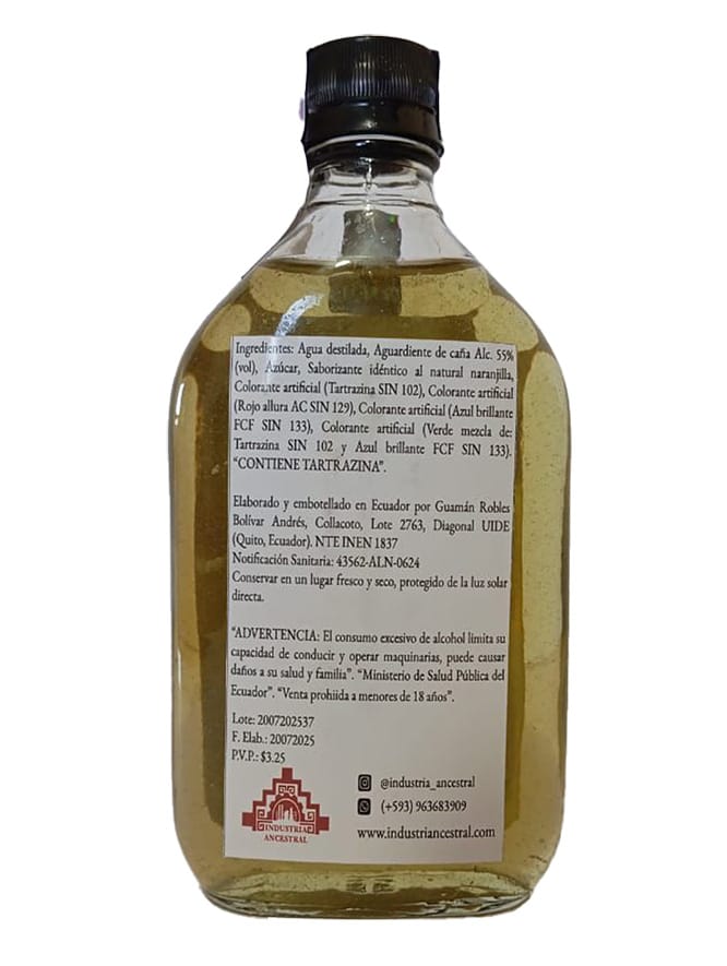 Destello Andino Licor Dulce Sabor Naranjilla 375mL