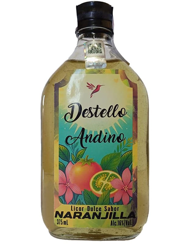 Destello Andino Licor Dulce Sabor Naranjilla 375mL