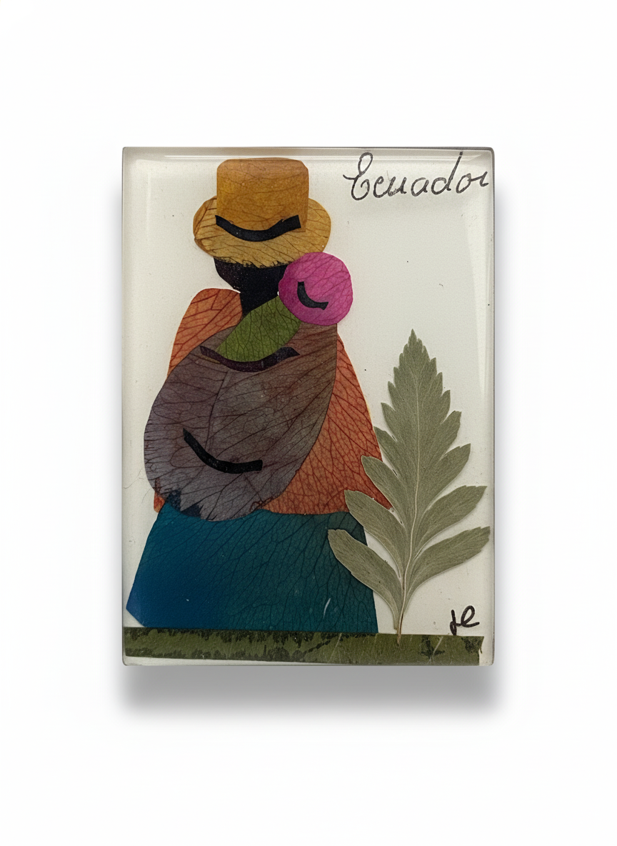 Imanes decorativos con arte de flores secas (Cholita)