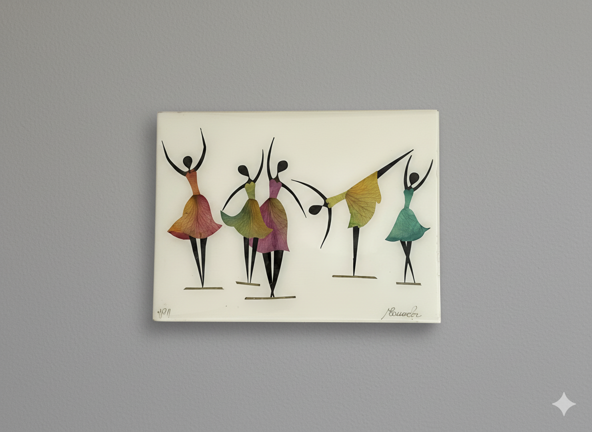 Cuadros decorativos en arte de flores secas (Bailarinas)
