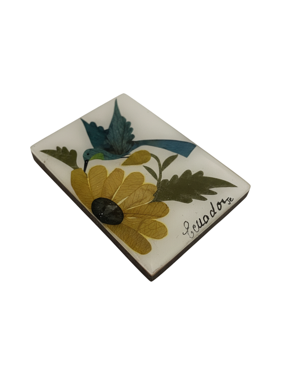Imanes decorativos con arte de flores secas (Colibrí)