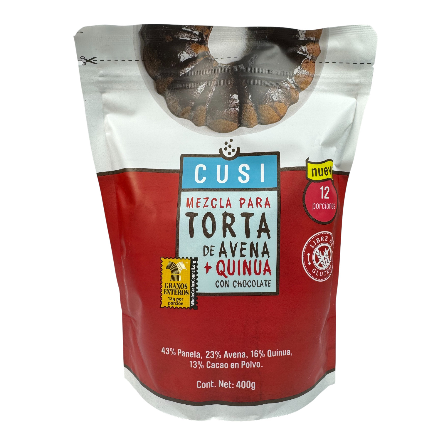 CUSI Gourmet Andino - Mezcla para torta de avena + quinua con chocolate