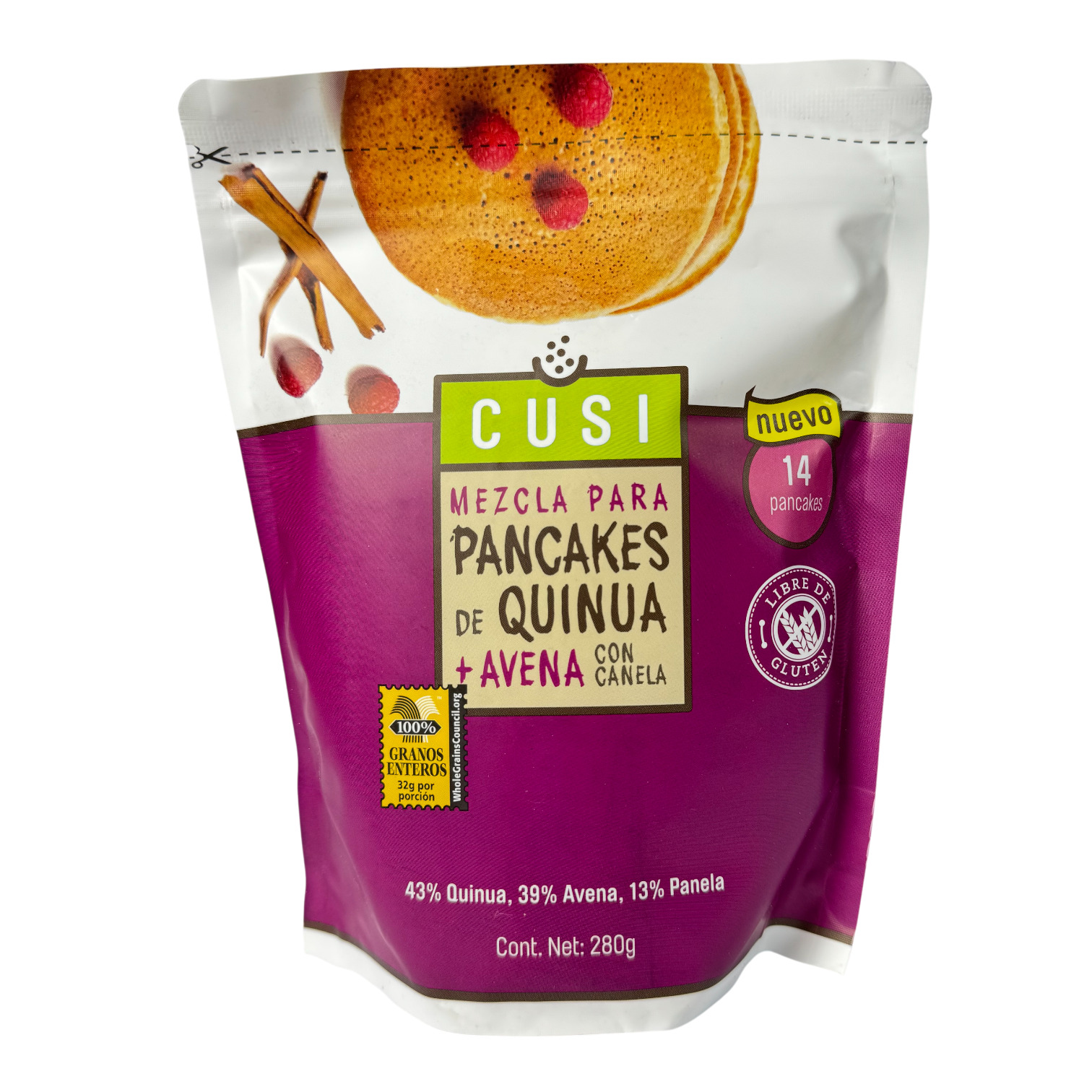 CUSI - Mezcla para pancakes de Quinua + avena con canela