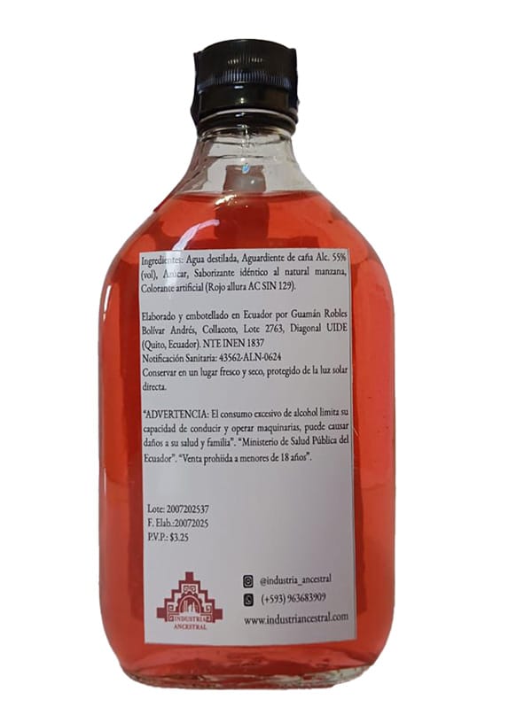 Destello Andino Licor Dulce Sabor Manzana 375mL
