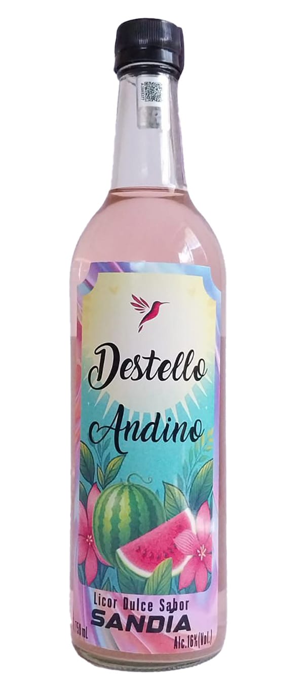 Destello Andino Licor Dulce Sabor Sandía 750mL