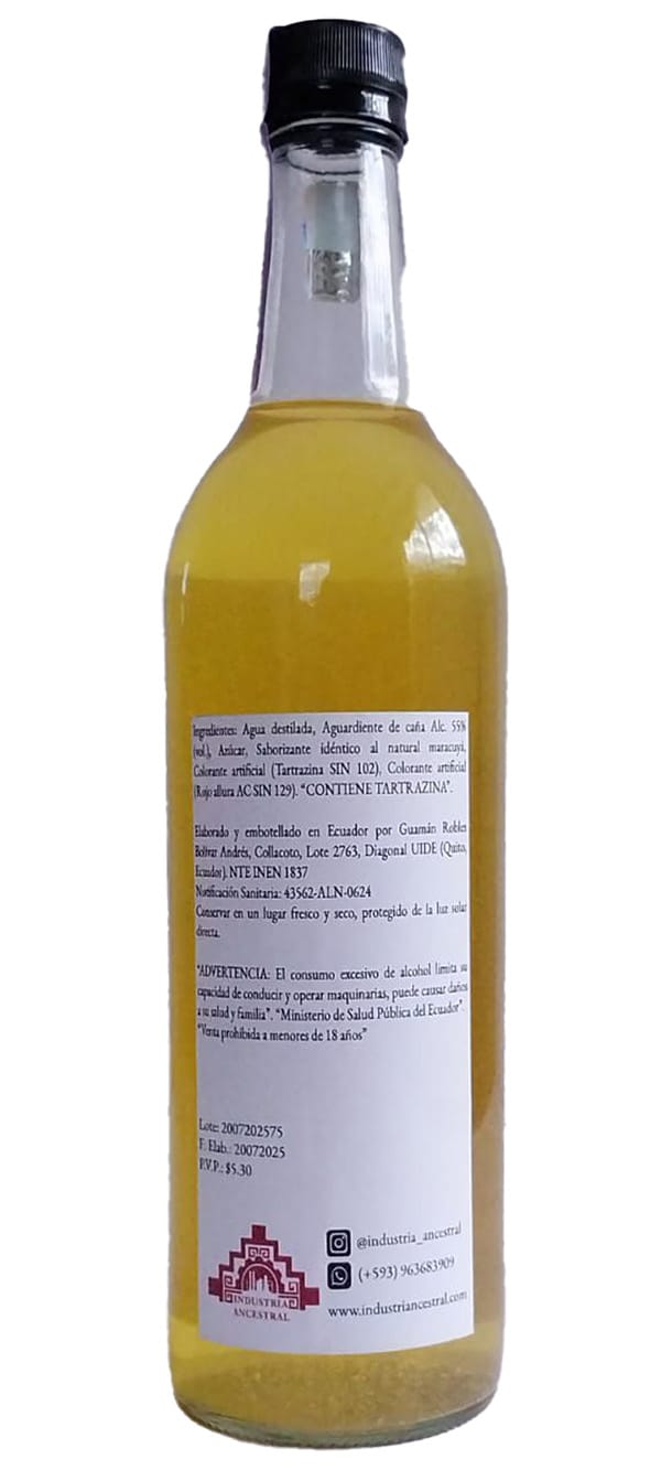 Destello Andino Licor Dulce Sabor Maracuyá 750mL