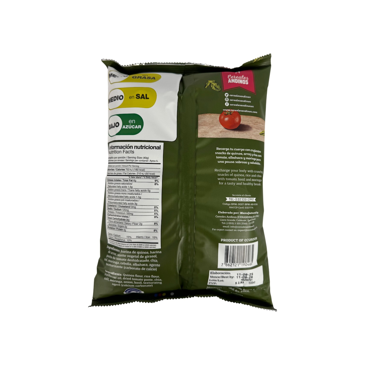 CEREALES ANDINOS - Snack de tomate y albahaca