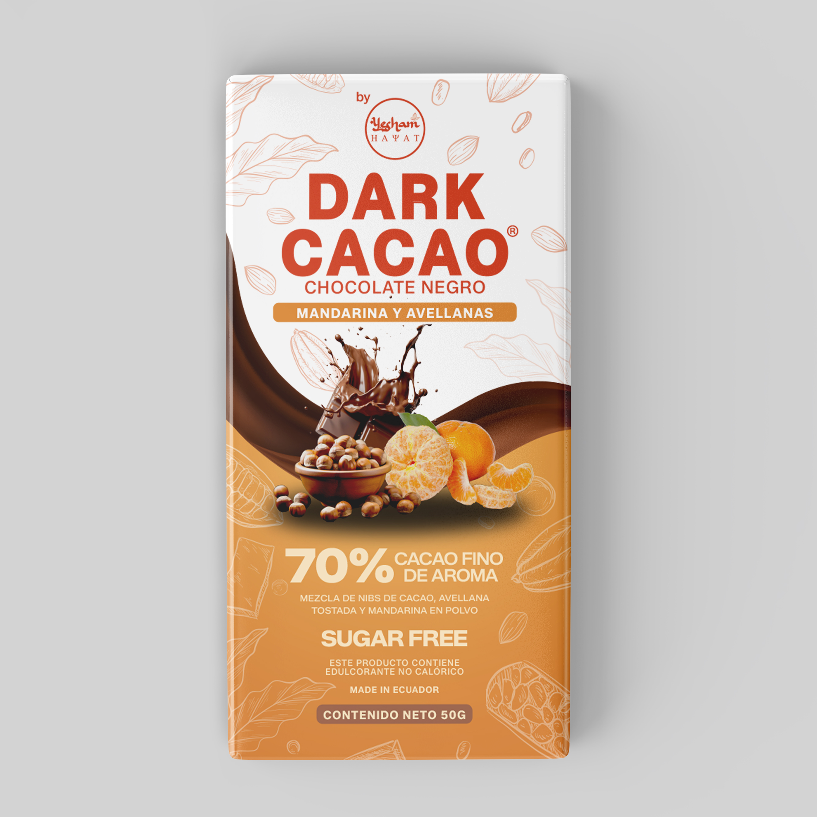 DARK CACAO CHOCOLATE NEGRO 70% MANDARINA Y AVELLANAS