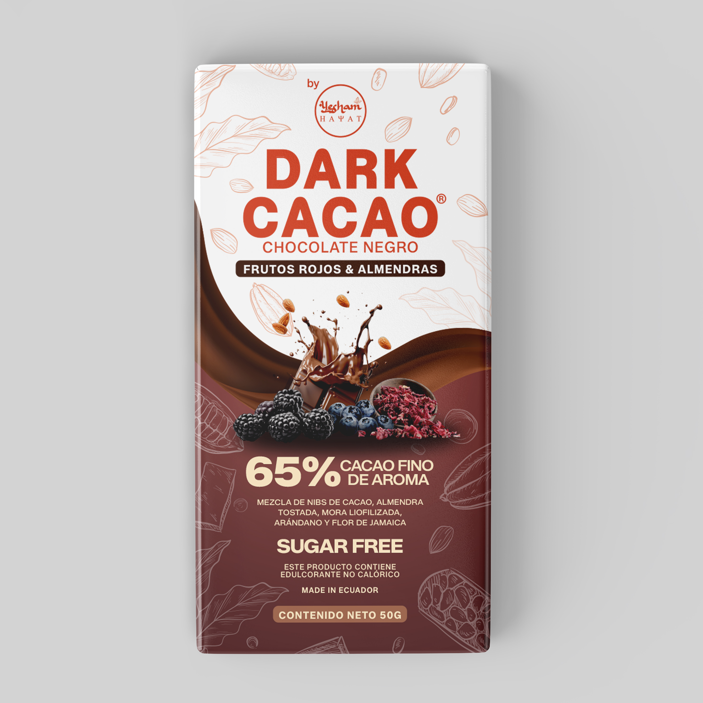DARK CACAO CHOCOLATE NEGRO 65% FRUTOS ROJOS Y ALMENDRAS