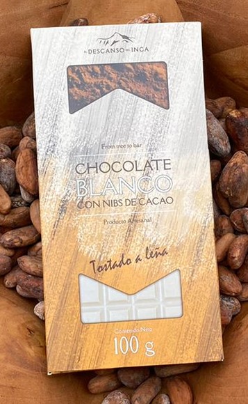 Chocolate blanco con nibs de cacao barra 100 gr