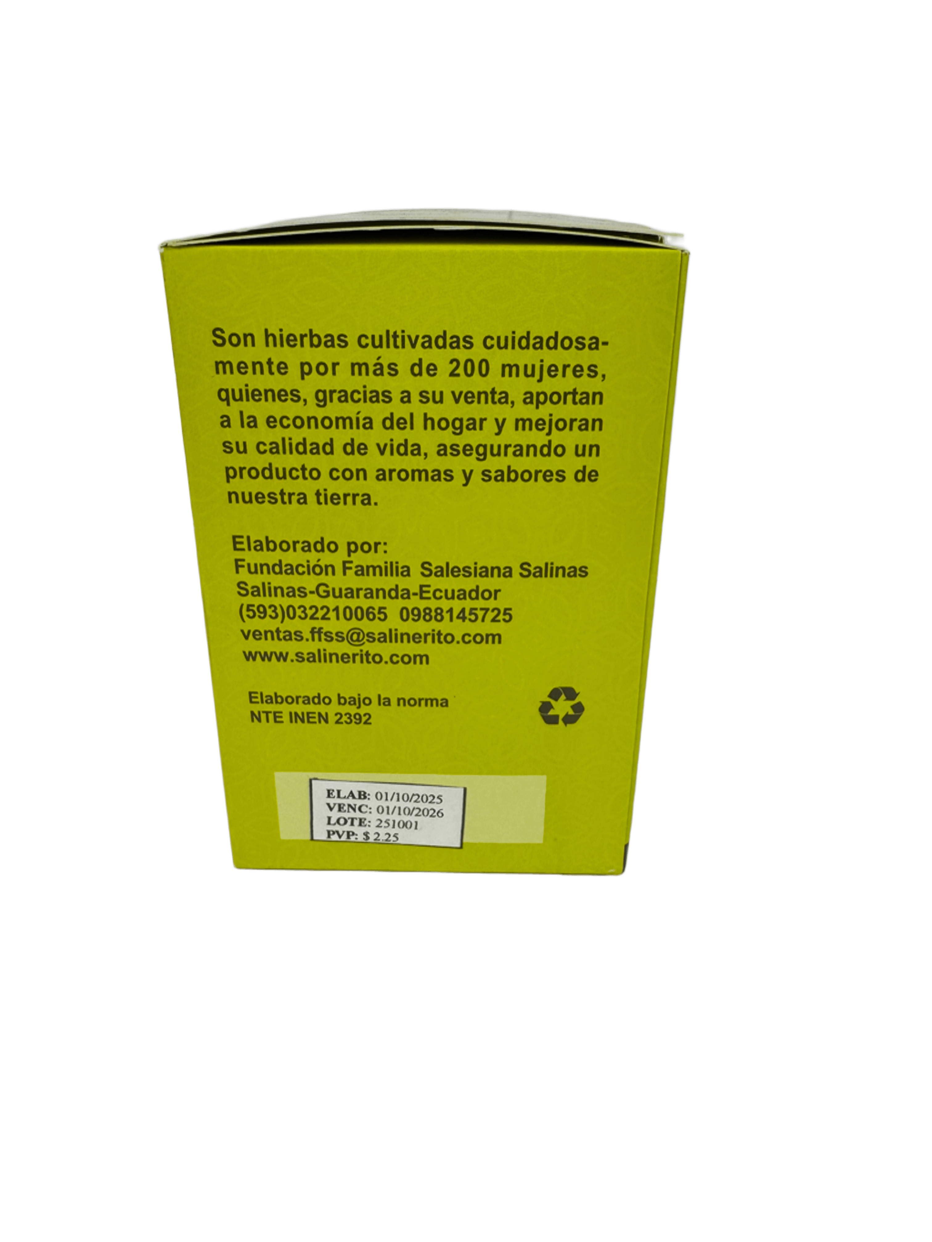 SALINERITO - Té de hierba luisa, jengibre, limon y manzanilla